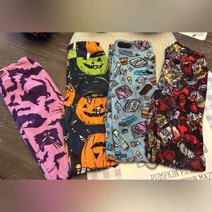 4 pair Halloween or Fall & Captain Hook LuLaRoe kids Lg/XL Leggings.